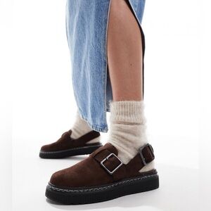 New London Rebel Robin slingback buckle mules in chocolate Size 6.5